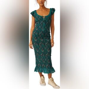 Free People Turquoise Lace Midi Dress